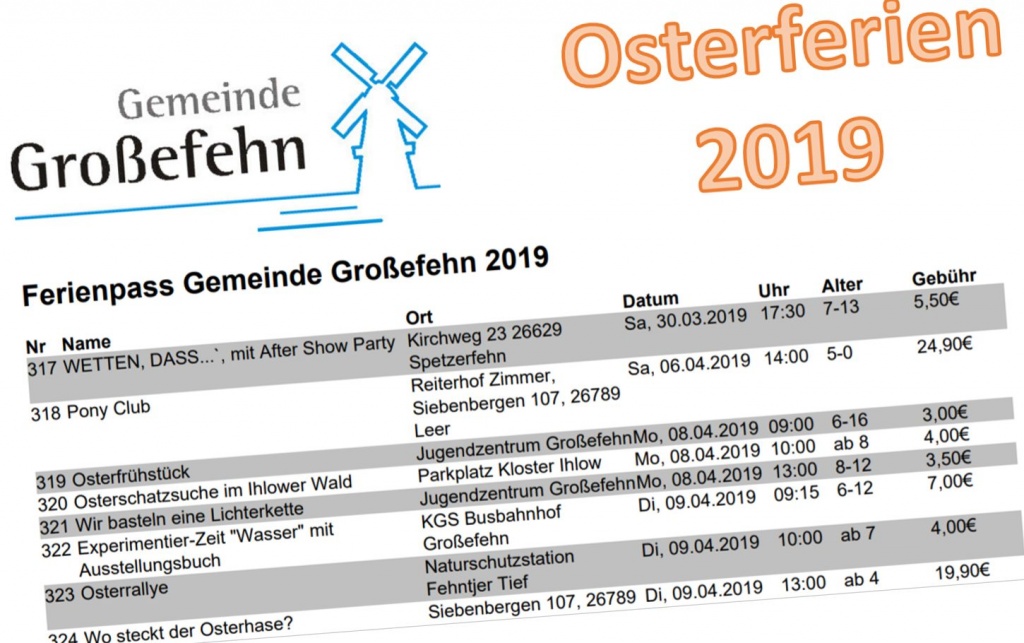 Großefehn: Ferienpass für die Osterferien